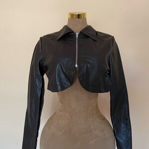 Kollyy Dark Brown Faux Leather Jacket